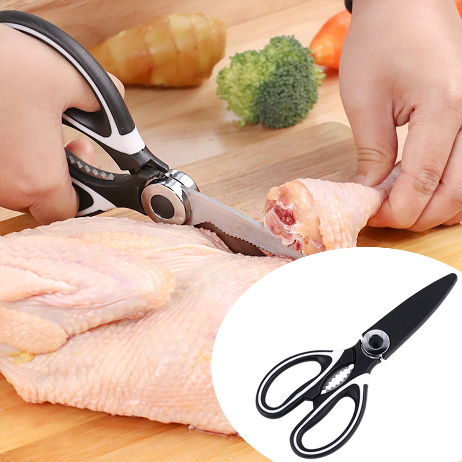 Stainless Steel Multifunctional Kitchen Scissors Chicken Poultry Fish Kitchen Tool Shears For Meat Barbecue Nutcracker