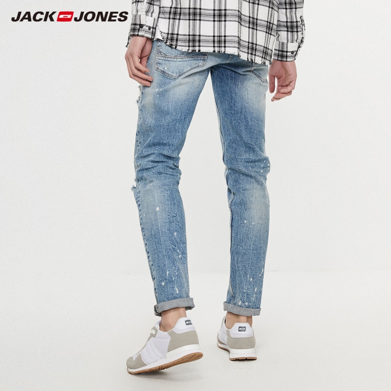 JackJones-Slim-Fit-Men-s-Jeans-Frayed-Cuffs-Ripped-Male-Denim-Jeans-Spray-Paints-Jeans-Menswear-1