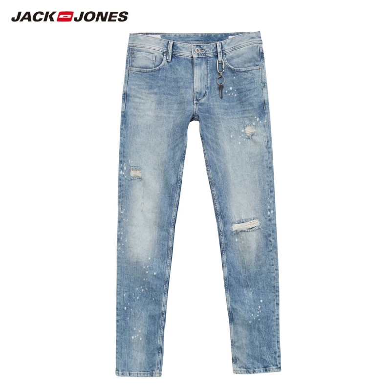 JackJones-Slim-Fit-Men-s-Jeans-Frayed-Cuffs-Ripped-Male-Denim-Jeans-Spray-Paints-Jeans-Menswear-4