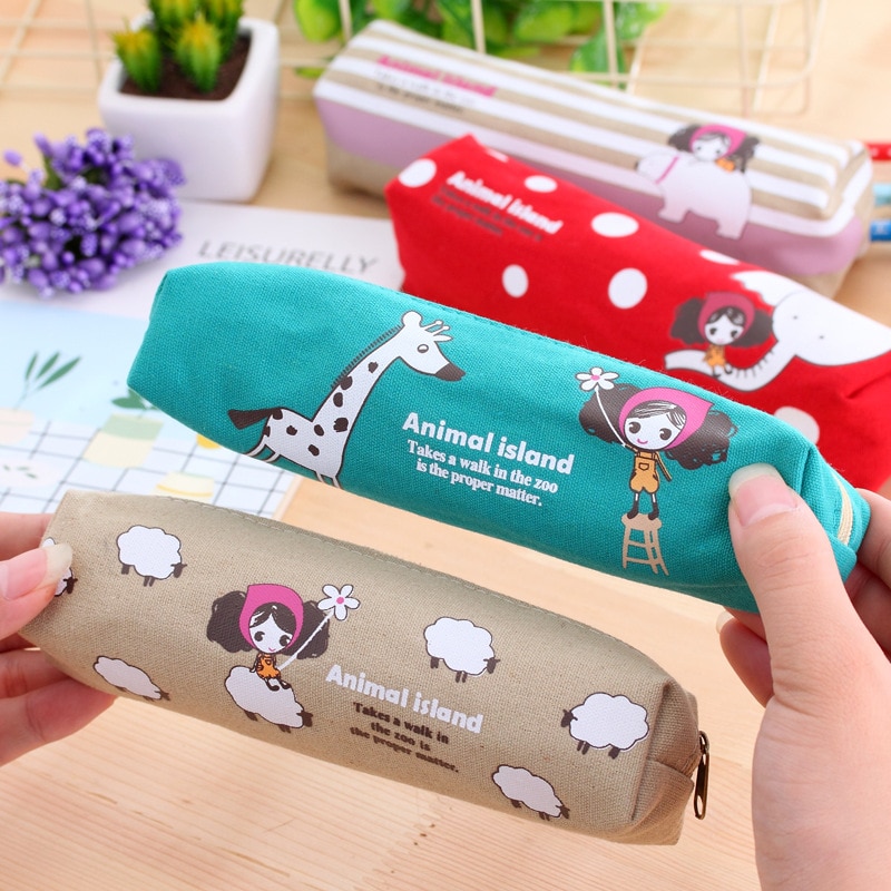 Lovely-Girl-Canvas-Pencil-Case-Cute-Kawaii-Cartoon-Fabric-Zipper-Animal-Pencil-Bag-For-Kids-School-2
