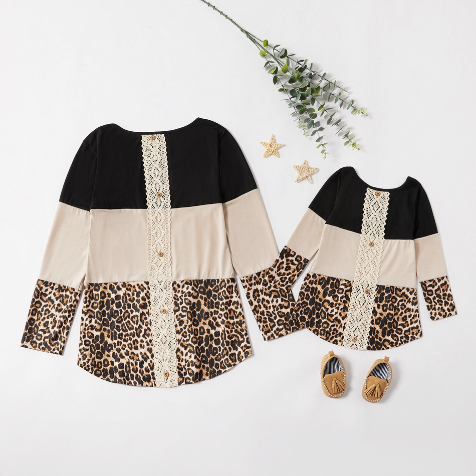 PatPat-2021-Hot-Sale-Spring-and-Autumn-Stylish-Leopard-Color-Matching-Long-Sleeve-Shirts-for-Mom-3