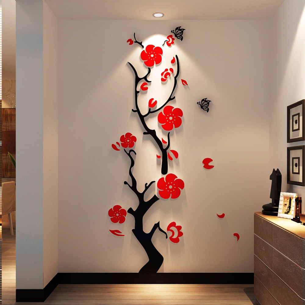Plum-flower-3d-Acrylic-mirror-wall-stickers-Room-bedroom-DIY-Art-wall-decor-living-room-entrance-1