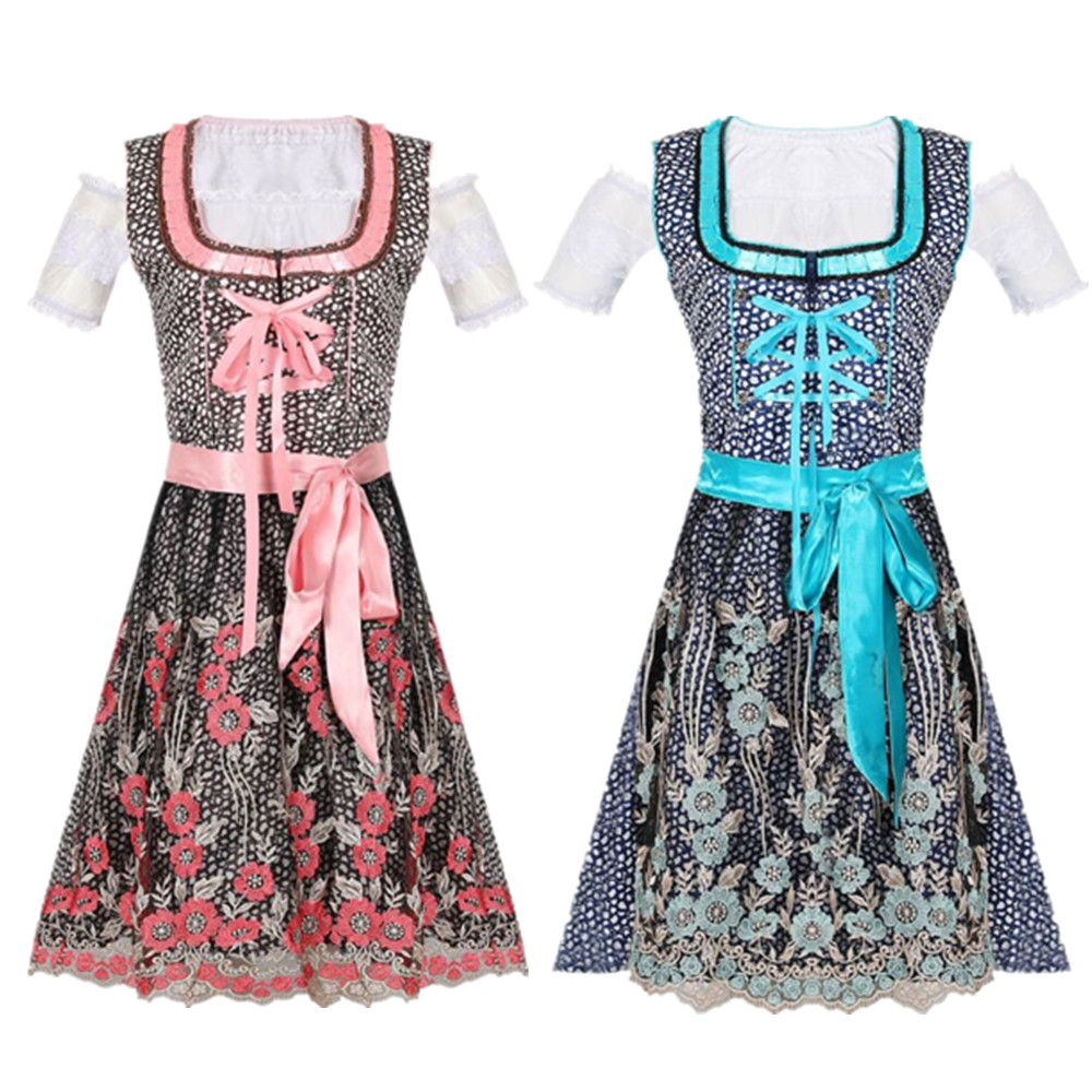 S-3XL Plus Size Women Ladies Beer Maid German Dirndl Oktoberfest Costumes Bavaria Oktoberfest Party Fancy Dress
