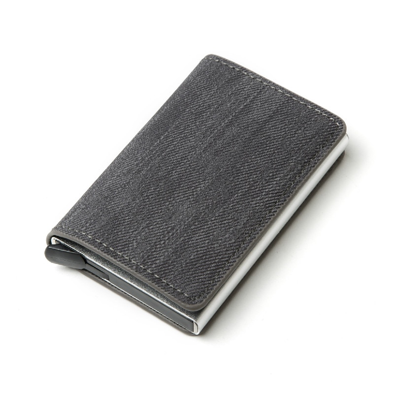 ZOVYVOL Business ID Credit Card Holder Men and Women Metal RFID Vintage Aluminium Box PU Leather Card Wallet Note Carbon